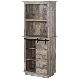 HOMCOM 64.5" Freestanding Kitchen Buffet Hutch, Rustic Pantry Storage Cabinet with Sliding Barn Door & Adjustable Shelf, Vintage Wood HOMCOM 64.5" Freestanding Kitchen Buffet Hutch, Rustic Pantry Storage Cabinet with Sliding Barn Door & Adjustable Shelf, Vintage Wood