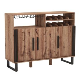Home Wine Bar Cabinet with 3 Doors and Adjustable Shelves Home Wine Bar Cabinet with 3 Doors and Adjustable Shelves